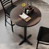 Flash Furniture Bennett 30″ Round Solid Wood Commercial Indoor Tabletop in Dark Brown with 22″ x 22″ Bar Height Black Cast Iron X Base, 300 lb. Static Capacity(Dark Brown Top/Black Base)