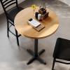 Flash Furniture Bennett 30″ Round Solid Wood Commercial Indoor Tabletop in Dark Brown with 22″ x 22″ Bar Height Black Cast Iron X Base, 300 lb. Static Capacity(Natural Top/Black Base)