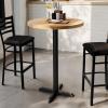 Flash Furniture Bennett 30″ Round Solid Wood Commercial Indoor Tabletop in Dark Brown with 22″ x 22″ Bar Height Black Cast Iron X Base, 300 lb. Static Capacity(Natural Top/Black Base)