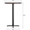 Flash Furniture Bennett 30″ Round Solid Wood Commercial Indoor Tabletop in Dark Brown with 22″ x 22″ Bar Height Black Cast Iron X Base, 300 lb. Static Capacity(Dark Brown Top/Black Base)