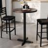 Flash Furniture Bennett 30″ Round Solid Wood Commercial Indoor Tabletop in Dark Brown with 22″ x 22″ Bar Height Black Cast Iron X Base, 300 lb. Static Capacity(Dark Brown Top/Black Base)