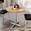 Flash Furniture Bennett 30″ Round Solid Wood Commercial Indoor Tabletop in Dark Brown with 22″ x 22″ Dining Height Silver Cast Iron X Base, 300 lb. Static Capacity(Natural Top/Silver Base)