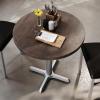 Flash Furniture Bennett 30″ Round Solid Wood Commercial Indoor Tabletop in Dark Brown with 22″ x 22″ Dining Height Silver Cast Iron X Base, 300 lb. Static Capacity(Dark Brown Top/Silver Base)
