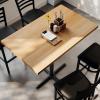 Flash Furniture Bennett 30″ x 48″ Solid Wood Commercial Indoor Tabletop in Dark Brown with 23.5″ x 29.5″ Bar Height Black Cast Iron X Base, 300 lb. Static Capacity(Natural Top/Black Base)
