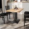 Flash Furniture Bennett 30″ x 48″ Solid Wood Commercial Indoor Tabletop in Dark Brown with 27″ x 15″ Dual Column Table Height Silver Cast Iron Base, 300 lb. Static Capacity(Natural Top/Black Base)