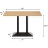 Flash Furniture Bennett 30″ x 48″ Solid Wood Commercial Indoor Tabletop in Dark Brown with 27″ x 15″ Dual Column Table Height Silver Cast Iron Base, 300 lb. Static Capacity(Natural Top/Black Base)