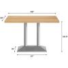 Flash Furniture Bennett 30″ x 48″ Solid Wood Commercial Indoor Tabletop in Dark Brown with 27″ x 15″ Dual Column Table Height Silver Cast Iron Base, 300 lb. Static Capacity(Natural Top/Silver Base)