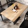 Flash Furniture Bennett 30″ x 48″ Solid Wood Commercial Indoor Tabletop in Dark Brown with 27″ x 15″ Dual Column Table Height Silver Cast Iron Base, 300 lb. Static Capacity(Natural Top/Black Base)