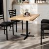 Flash Furniture Bennett 30″ x 48″ Solid Wood Commercial Indoor Tabletop in Natural with 23.75″ x 29.5″ Dining Height Black Cast Iron X Base, 300 lb. Static Capacity(Natural Top/Black Base)