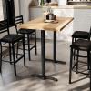 Flash Furniture Bennett 30″ x 48″ Solid Wood Commercial Indoor Tabletop in Natural with Dual 5″ x 22″ Bar Height Black Cast Iron T Bases, 400 lb. Static Capacity(Natural Top/Black Base)
