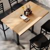 Flash Furniture Bennett 30″ x 48″ Solid Wood Commercial Indoor Tabletop in Natural with Dual 5″ x 22″ Bar Height Black Cast Iron T Bases, 400 lb. Static Capacity(Natural Top/Black Base)