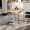 Flash Furniture Bennett 30″ x 48″ Solid Wood Commercial Indoor Tabletop in Natural with Dual 5″ x 22″ Dining Height Black Cast Iron T Bases, 400 lb. Static Capacity(Natural Top/Silver Base)