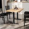 Flash Furniture Bennett 30″ x 48″ Solid Wood Commercial Indoor Tabletop in Natural with Dual 5″ x 22″ Dining Height Black Cast Iron T Bases, 400 lb. Static Capacity(Natural Top/Black Base)