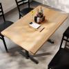 Flash Furniture Bennett 30″ x 48″ Solid Wood Commercial Indoor Tabletop in Natural with Dual 5″ x 22″ Dining Height Black Cast Iron T Bases, 400 lb. Static Capacity(Natural Top/Black Base)