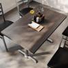 Flash Furniture Bennett 30″ x 48″ Solid Wood Commercial Indoor Tabletop in Natural with Dual 5″ x 22″ Dining Height Black Cast Iron T Bases, 400 lb. Static Capacity(Dark Brown Top/Silver Base)