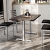 Flash Furniture Bennett 30″ x 48″ Solid Wood Commercial Indoor Tabletop in Natural with Dual 5″ x 22″ Dining Height Black Cast Iron T Bases, 400 lb. Static Capacity(Dark Brown Top/Silver Base)