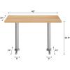 Flash Furniture Bennett 30″ x 48″ Solid Wood Commercial Indoor Tabletop in Natural with Dual 5″ x 22″ Dining Height Black Cast Iron T Bases, 400 lb. Static Capacity(Natural Top/Silver Base)