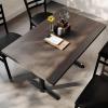 Flash Furniture Bennett 30″ x 48″ Solid Wood Commercial Indoor Tabletop in Natural with Dual 5″ x 22″ Dining Height Black Cast Iron T Bases, 400 lb. Static Capacity(Dark Brown Top/Black Base)