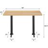 Flash Furniture Bennett 30″ x 48″ Solid Wood Commercial Indoor Tabletop in Natural with Dual 5″ x 22″ Dining Height Black Cast Iron T Bases, 400 lb. Static Capacity(Natural Top/Black Base)