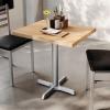Flash Furniture Bennett 30″ x 60″ Solid Wood Commercial Indoor Tabletop in Dark Brown with 22″ x 22″ Dining Height Black Cast Iron X Base, 300 lb. Static Capacity(Natural Top/Silver Base)