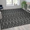 Flash Furniture Beth Geometric Bohemian Low Pile Rug – 2′ x 6′ – Dark Gray/Ivory Polyester(Dark Gray/Ivory)