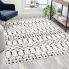 Flash Furniture Beth Geometric Bohemian Low Pile Rug – 2′ x 6′ – Dark Gray/Ivory Polyester(Ivory/Black)