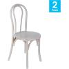 Flash Furniture Betsy Commercial Solid Wood Dining Chair, Thonet Style, Stackable Design, Mortise and Tenon, 350 lbs. Static Weight Capacity, Set of 2, Black(White Wash)