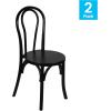 Flash Furniture Betsy Commercial Solid Wood Dining Chair, Thonet Style, Stackable Design, Mortise and Tenon, 350 lbs. Static Weight Capacity, Set of 2, Black(Black)