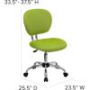 Flash Furniture Beverly Mid-Back White Mesh Padded Swivel Task Office Chair with Chrome Base(Apple Green)