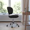 Flash Furniture Beverly Mid-Back White Mesh Padded Swivel Task Office Chair with Chrome Base(Black)
