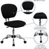 Flash Furniture Beverly Mid-Back White Mesh Padded Swivel Task Office Chair with Chrome Base(Black)