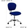 Flash Furniture Beverly Mid-Back White Mesh Padded Swivel Task Office Chair with Chrome Base(Blue)