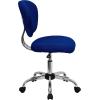 Flash Furniture Beverly Mid-Back White Mesh Padded Swivel Task Office Chair with Chrome Base(Blue)
