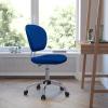 Flash Furniture Beverly Mid-Back White Mesh Padded Swivel Task Office Chair with Chrome Base(Blue)