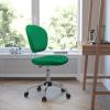 Flash Furniture Beverly Mid-Back White Mesh Padded Swivel Task Office Chair with Chrome Base(Bright Green)