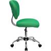 Flash Furniture Beverly Mid-Back White Mesh Padded Swivel Task Office Chair with Chrome Base(Bright Green)