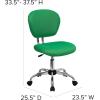 Flash Furniture Beverly Mid-Back White Mesh Padded Swivel Task Office Chair with Chrome Base(Bright Green)