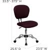 Flash Furniture Beverly Mid-Back White Mesh Padded Swivel Task Office Chair with Chrome Base(Burgundy)