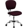 Flash Furniture Beverly Mid-Back White Mesh Padded Swivel Task Office Chair with Chrome Base(Burgundy)