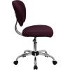 Flash Furniture Beverly Mid-Back White Mesh Padded Swivel Task Office Chair with Chrome Base(Burgundy)