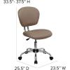 Flash Furniture Beverly Mid-Back White Mesh Padded Swivel Task Office Chair with Chrome Base(Coffee Brown)