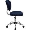 Flash Furniture Beverly Mid-Back White Mesh Padded Swivel Task Office Chair with Chrome Base(Navy)