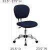 Flash Furniture Beverly Mid-Back White Mesh Padded Swivel Task Office Chair with Chrome Base(Navy)