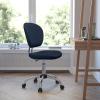 Flash Furniture Beverly Mid-Back White Mesh Padded Swivel Task Office Chair with Chrome Base(Navy)