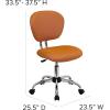 Flash Furniture Beverly Mid-Back White Mesh Padded Swivel Task Office Chair with Chrome Base(Orange)