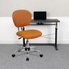 Flash Furniture Beverly Mid-Back White Mesh Padded Swivel Task Office Chair with Chrome Base(Orange)
