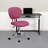 Flash Furniture Beverly Mid-Back White Mesh Padded Swivel Task Office Chair with Chrome Base(Pink)