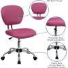 Flash Furniture Beverly Mid-Back White Mesh Padded Swivel Task Office Chair with Chrome Base(Pink)