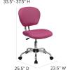 Flash Furniture Beverly Mid-Back White Mesh Padded Swivel Task Office Chair with Chrome Base(Pink)