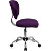 Flash Furniture Beverly Mid-Back White Mesh Padded Swivel Task Office Chair with Chrome Base(Purple)